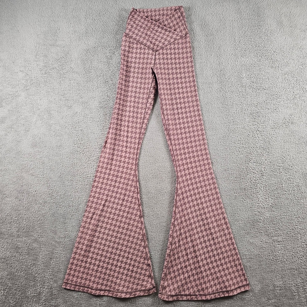 OFFLINE by Aerie Real Me Crossover Super Flare Leggings Houndstooth Mauve Small